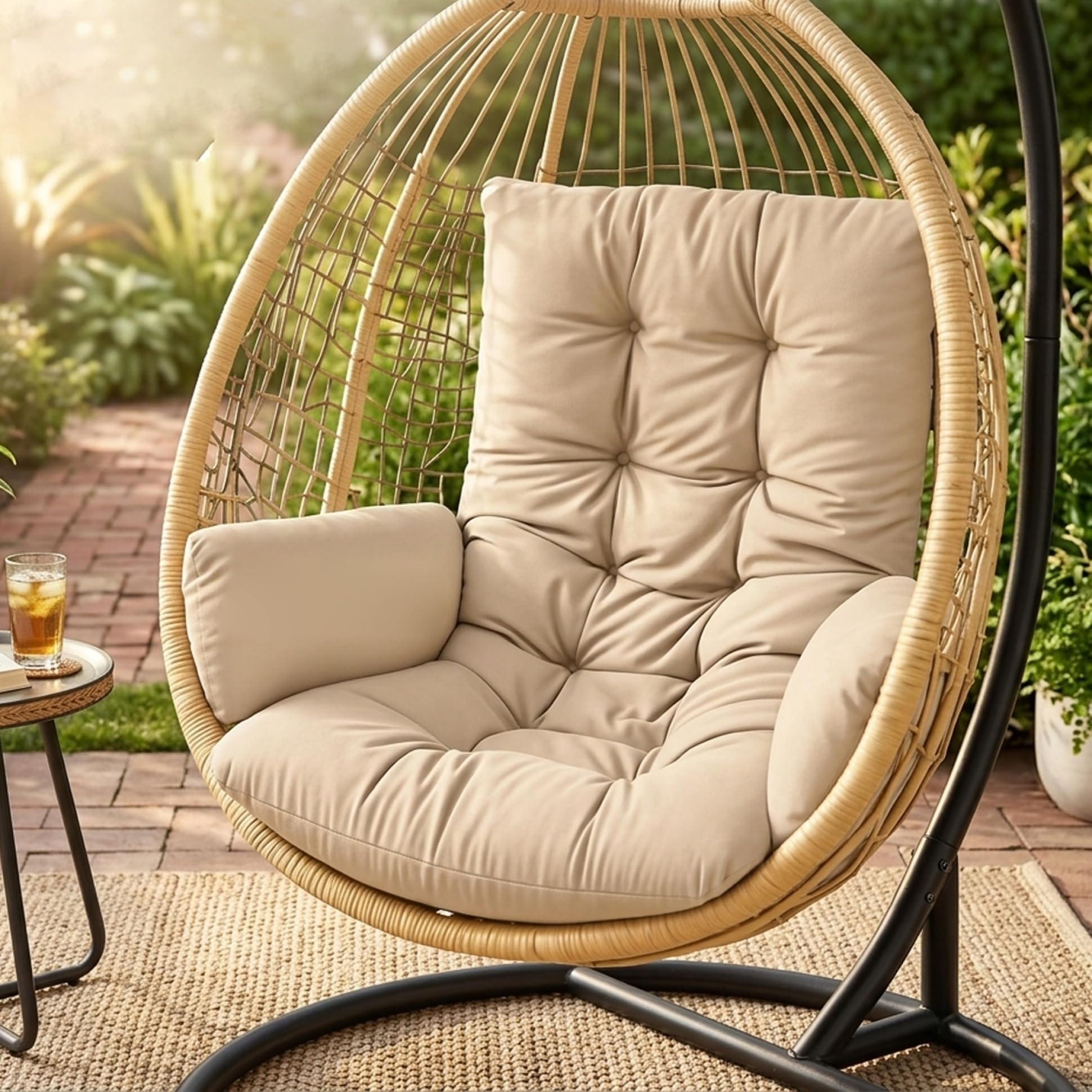 Outdoor Furniture Egg Chair - เบาะรองนั่งเปลไข่แบบหนาพิเศษ, เบาะรองนั่งสำหรับเก้าอี้แขวน, เบาะรองนั่งสำหรับเก้าอี้ชิงช้าในร่ม/กลางแจ้ง, เบาะรองนั่งเปลไข่แบบซักได้