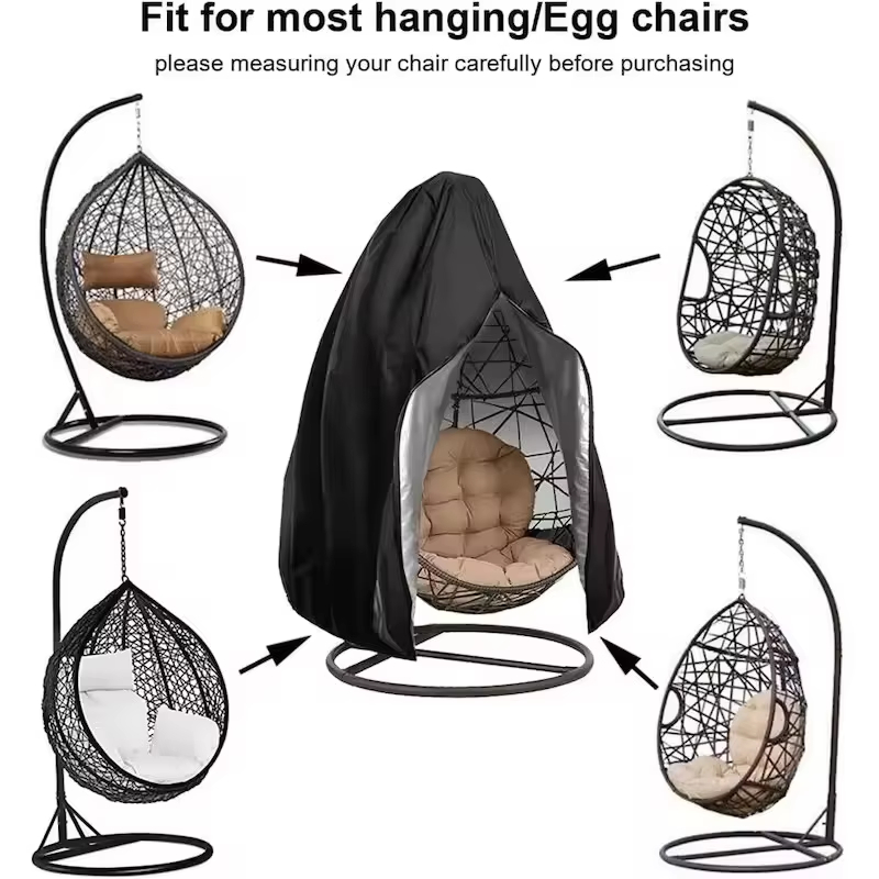Outdoor Furniture Egg Chair - ผ้าคลุมเก้าอี้แขวนรูปไข่ 2 ขนาด สำหรับกลางแจ้ง เฟอร์นิเจอร์สวน ผ้าคลุมกันน้ำสำหรับเฟอร์นิเจอร์ระเบียงบ้าน
