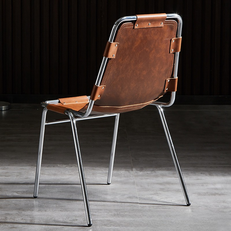 Outdoor Furniture Vintage - เก้าอี้ทานอาหารหนังวินเทจ สไตล์อินดัสเทรียล โมเดิร์น เหมาะสำหรับใช้งานกลางแจ้ง ใช้ในสตูดิโอถ่ายภาพ ร้านกาแฟ