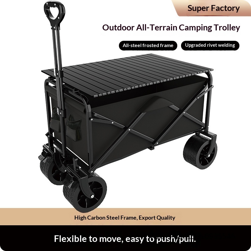 Outdoor Furniture Vendors - รถเข็นแคมป์ปิ้งพับได้ขนาดใหญ่พร้อมประตูเปิดด้านหลัง รถเข็นพกพาสำหรับขายของ ขายส่ง
