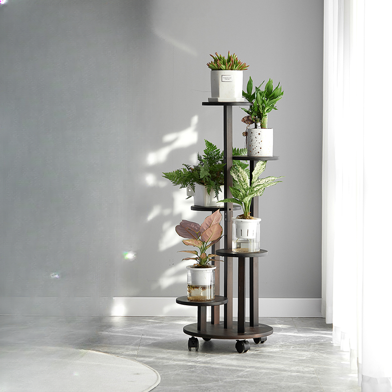 Outdoor Furniture On Sale - ไม้ไผ่ยืนล้อ Multi-Tier ชั้นวางดอกไม้ทนทาน Rack สําหรับ Succulents