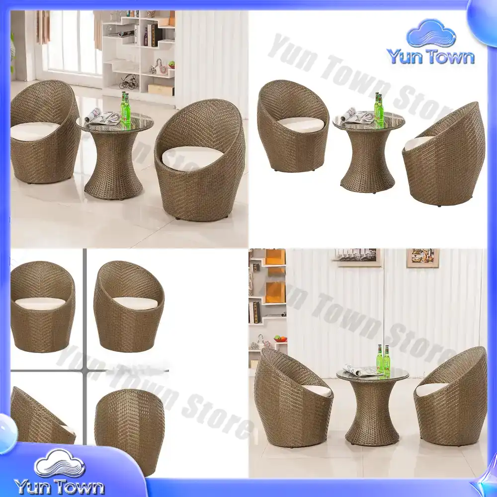 Outdoor Furniture Vietnam - ชุดโต๊ะและเก้าอี้หวายสำหรับกลางแจ้ง 3 ชิ้น โต๊ะน้ำชา ระเบียง ลานบ้าน