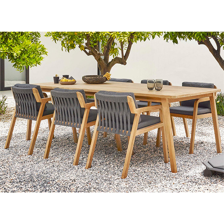 Outdoor Furniture On Sale - ชุดเฟอร์นิเจอร์ลานบ้านทันสมัย ชุดเฟอร์นิเจอร์ไม้สักสำหรับสวน ชุดโต๊ะรับประทานอาหารกลางแจ้งสำหรับร้านอาหาร โต๊ะและเก้าอี้กลางแจ้งแบบเชือกถัก