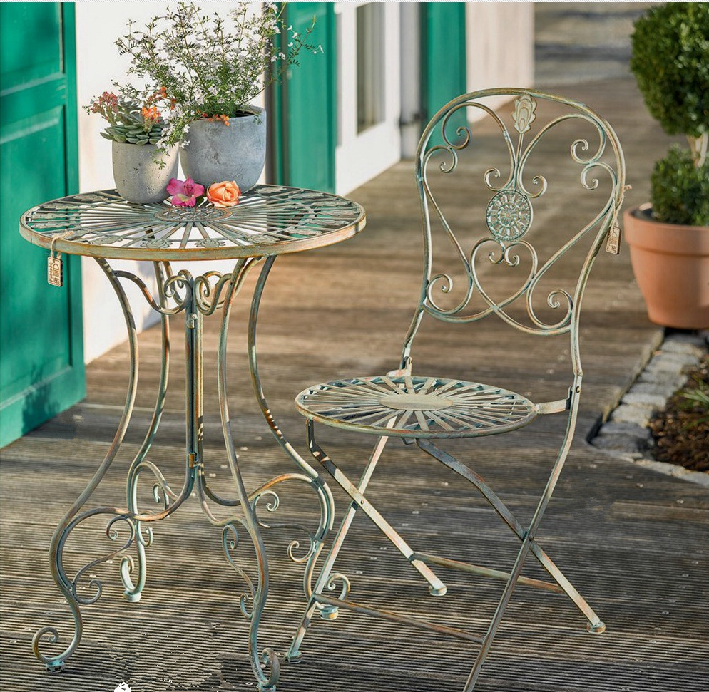 เก้าอี้โต๊ะกลมศิลปะเหล็กชนบทสไ - Outdoor Furniture Vintage บทวิจารณ์และราคา