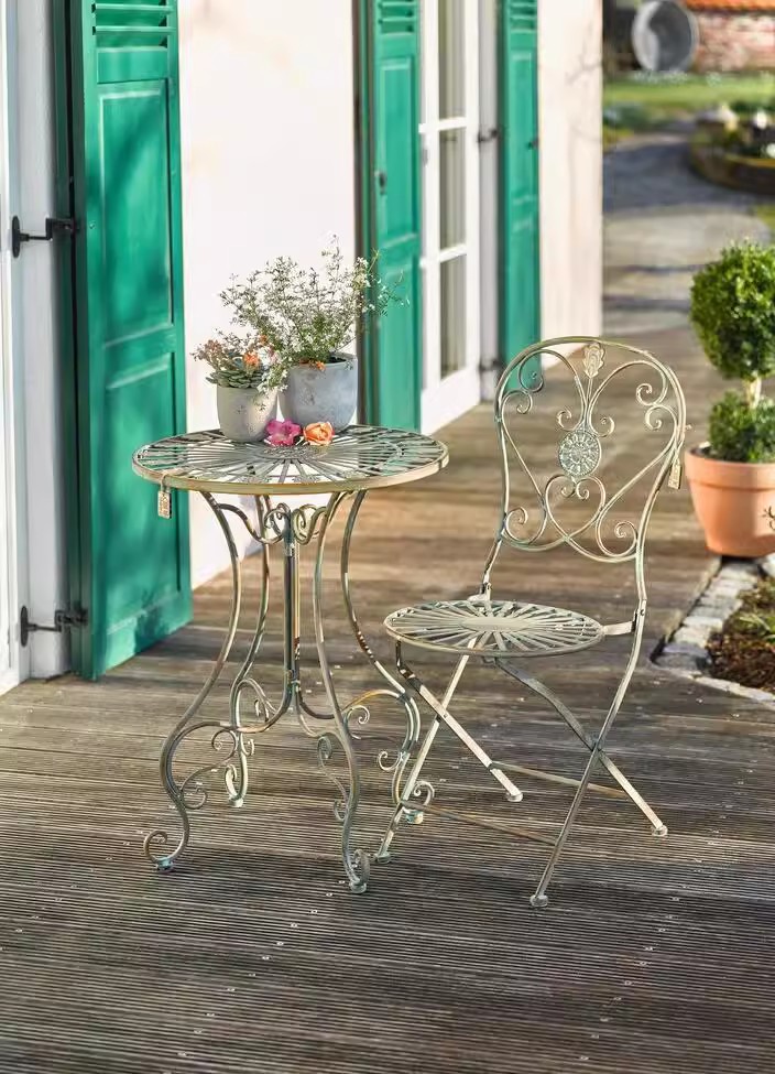 เก้าอี้โต๊ะกลมศิลปะเหล็กชนบทสไ - Outdoor Furniture Vintage บทวิจารณ์และราคา