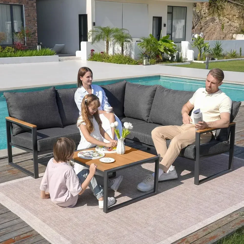 ชุดโซฟาสำหรับกลางแจ้ง 6 ชิ้น พ - Outdoor Furniture Grey บทวิจารณ์และราคา
