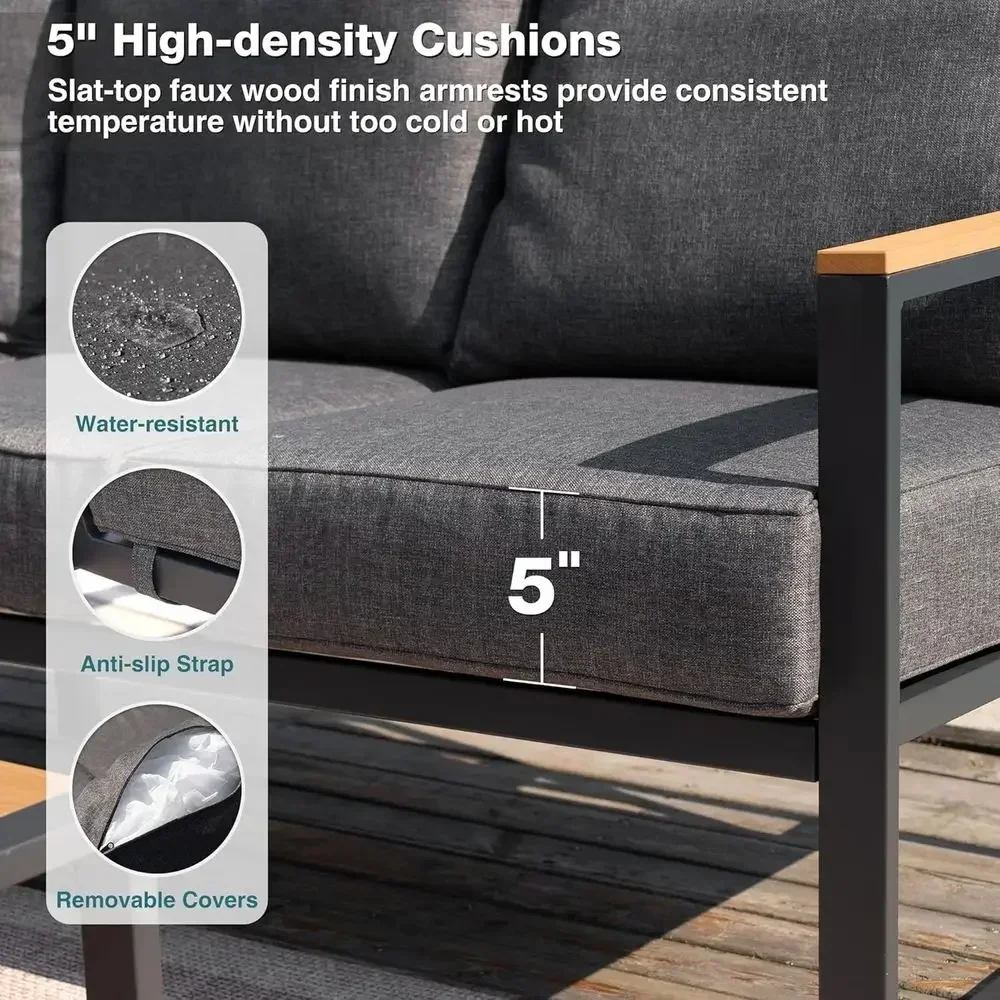 ชุดโซฟาสำหรับกลางแจ้ง 6 ชิ้น พ - Outdoor Furniture Grey บทวิจารณ์และราคา