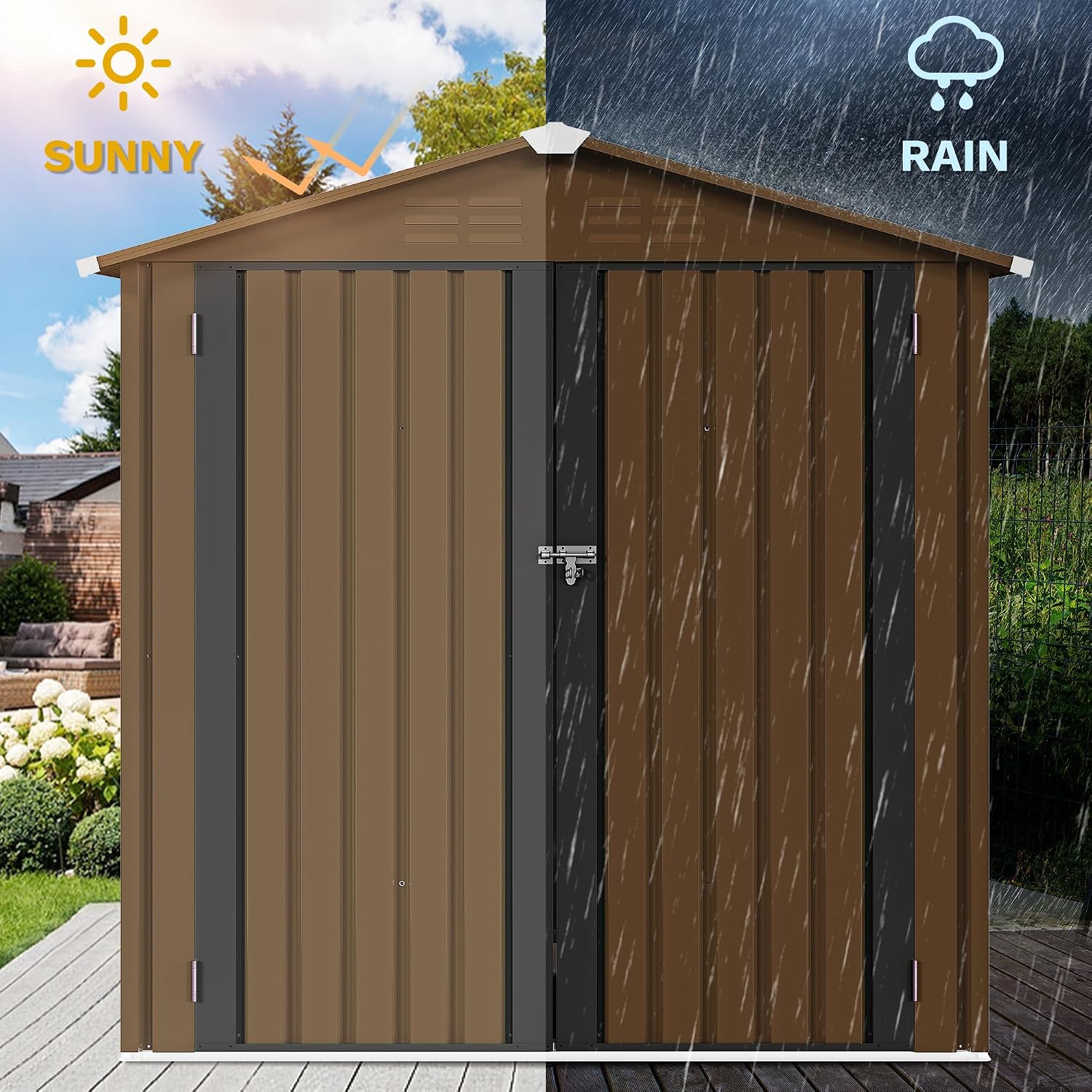โรงเก็บของกลางแจ้งโลหะขนาด 6x4 - Outdoor Furniture Heavy Duty บทวิจารณ์และราคา