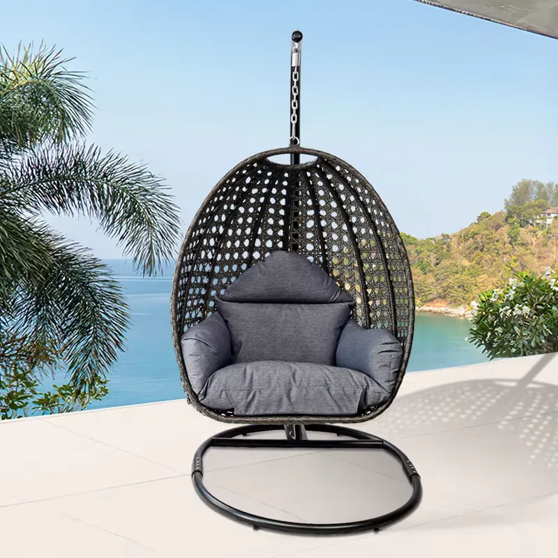 เก้าอี้หวายทรงไข่สีดำสำหรับระเ - Outdoor Furniture Egg Chair บทวิจารณ์และราคา
