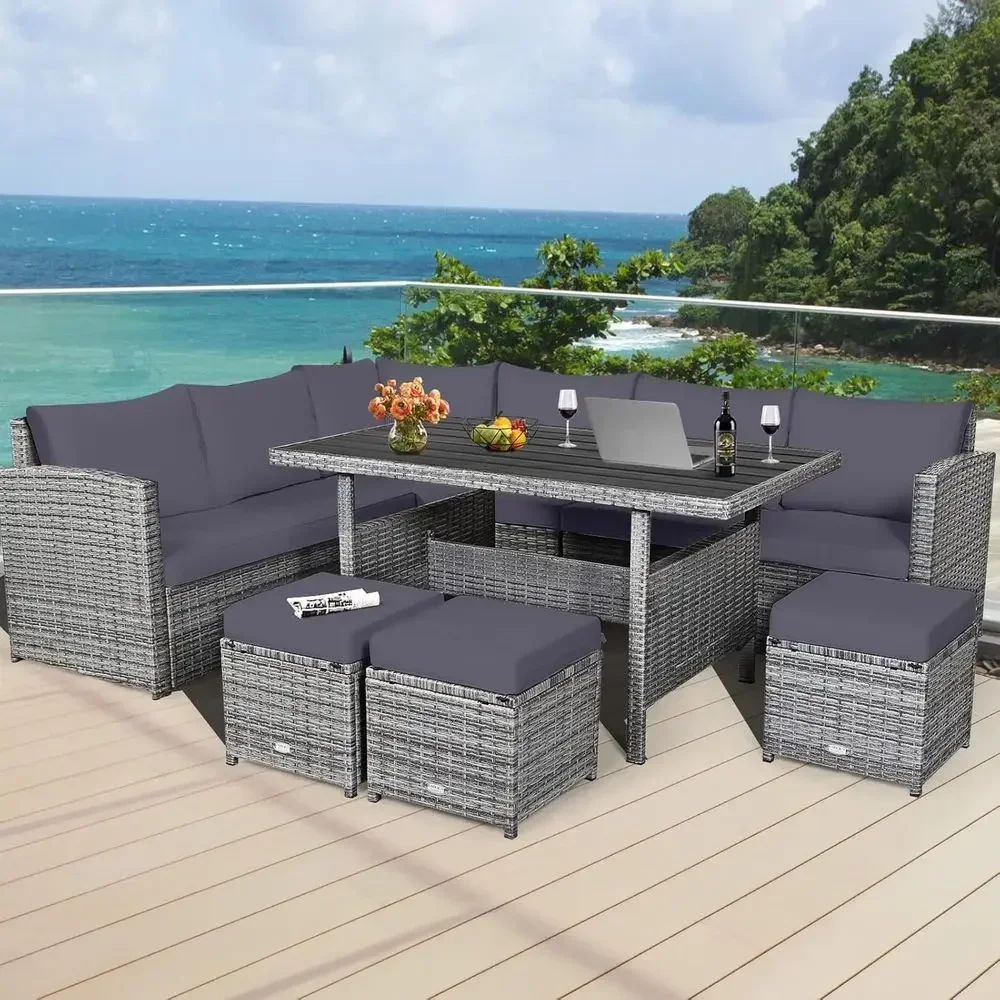 ชุดเฟอร์นิเจอร์ระเบียงหวายสีเท - Outdoor Furniture Grey บทวิจารณ์และราคา
