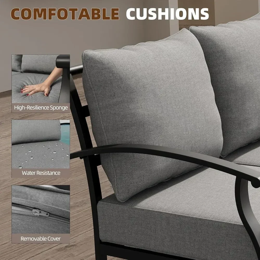 ชุดเฟอร์นิเจอร์โลหะสำหรับลานกล - Outdoor Furniture Grey บทวิจารณ์และราคา
