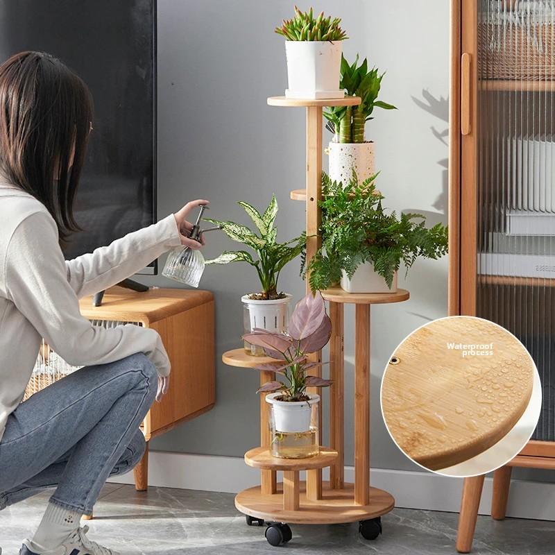 ไม้ไผ่ยืนล้อ Multi-Tier ชั้นวา - Outdoor Furniture On Sale บทวิจารณ์และราคา
