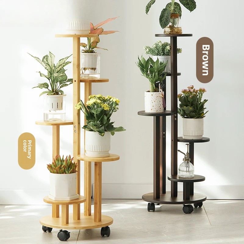 ไม้ไผ่ยืนล้อ Multi-Tier ชั้นวา - Outdoor Furniture On Sale บทวิจารณ์และราคา