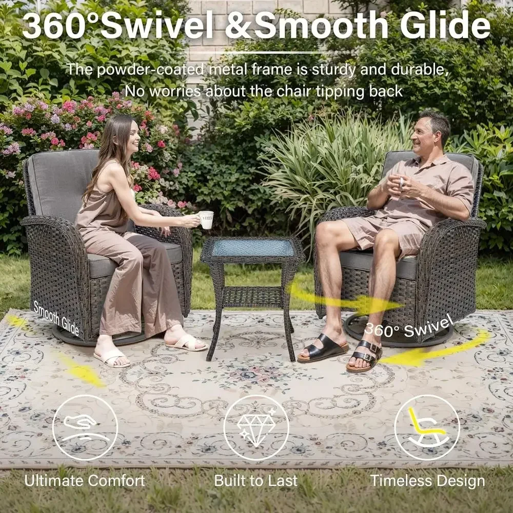 ชุดเก้าอี้โยกหมุนกลางแจ้ง 2 ตั - Outdoor Furniture Grey บทวิจารณ์และราคา